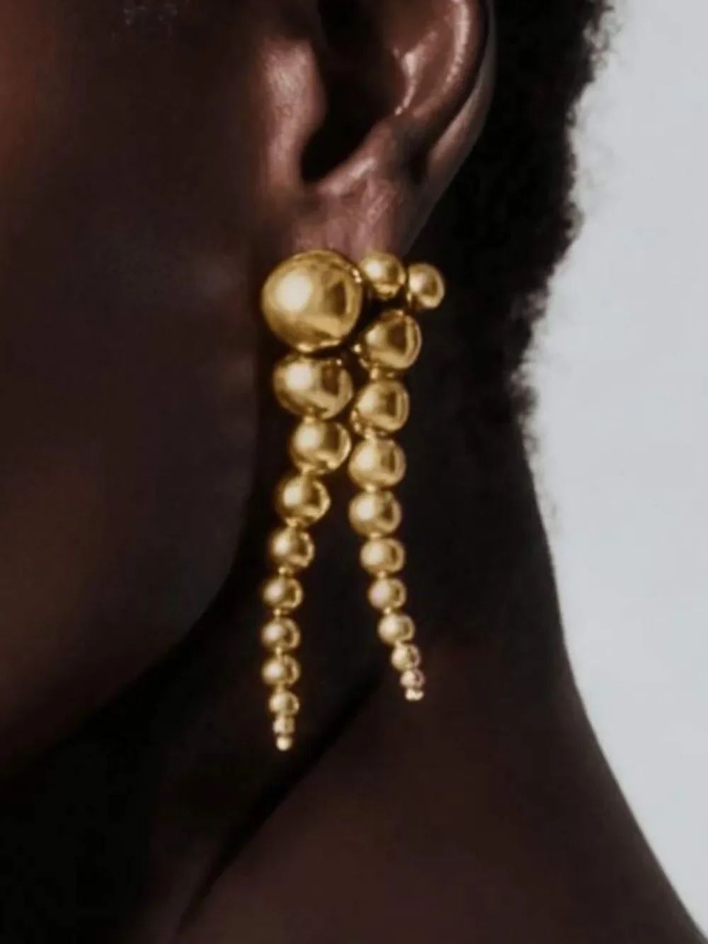Gold Tiered Bead Drop Earrings - Women Jewelry R 495